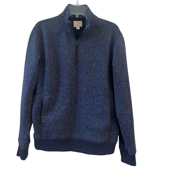 J. Crew Heathered Navy Blue Quarter Zip Up Sweater Classic Knit Medium - Picture 1 of 8